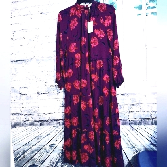 a new day Dresses & Skirts - FLORAL PATTERN PINK AND PURPLE PRAIRIE LONG DRESS LADIES SIZE XS